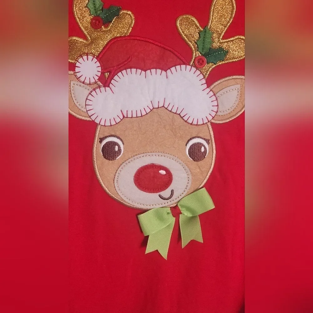 Rare Editions Set&Bonnie Jean T-shirt Girl 6X&6 Red Reindeer Polka Dots Leggins